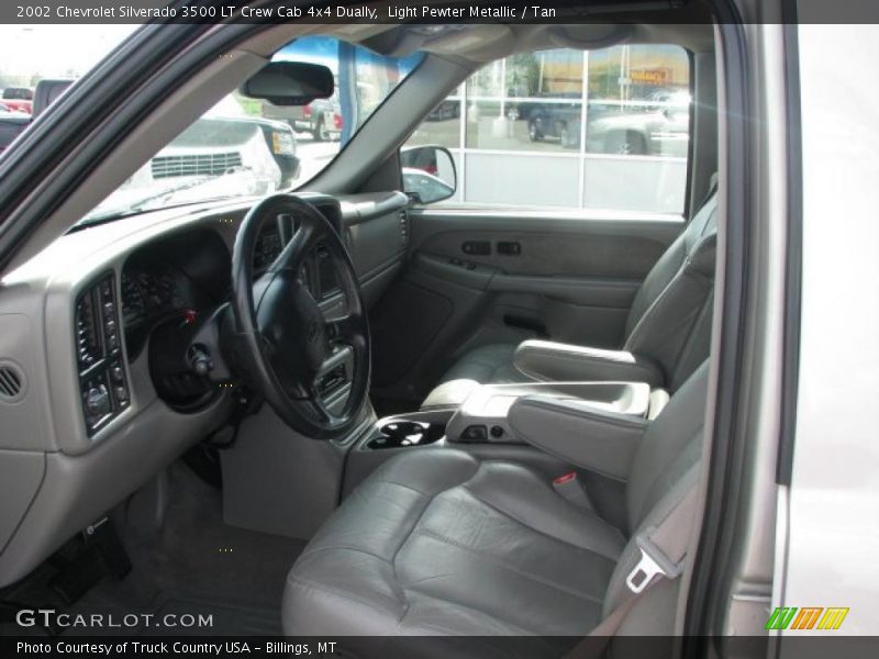 Light Pewter Metallic / Tan 2002 Chevrolet Silverado 3500 LT Crew Cab 4x4 Dually
