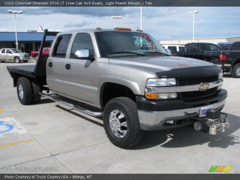 Light Pewter Metallic / Tan 2002 Chevrolet Silverado 3500 LT Crew Cab 4x4 Dually