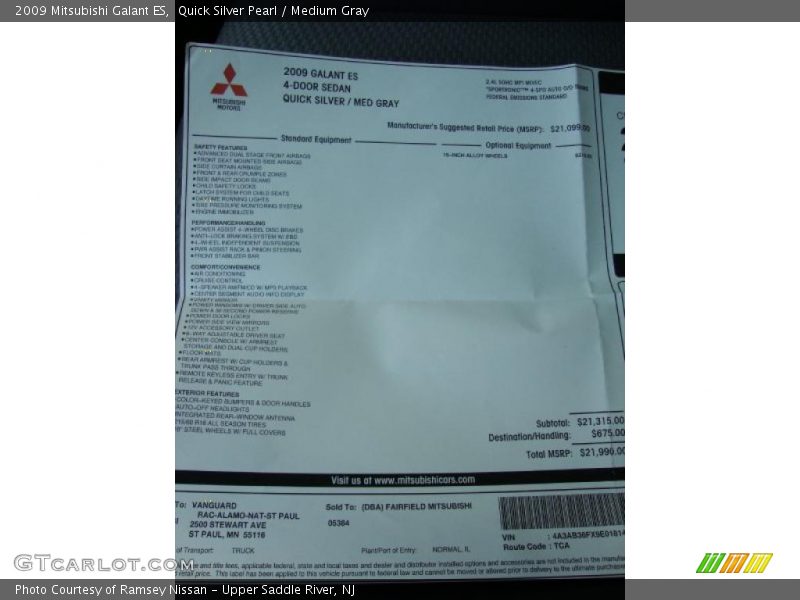 Quick Silver Pearl / Medium Gray 2009 Mitsubishi Galant ES