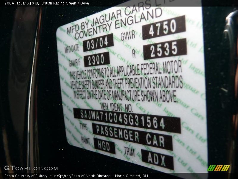 British Racing Green / Dove 2004 Jaguar XJ XJ8