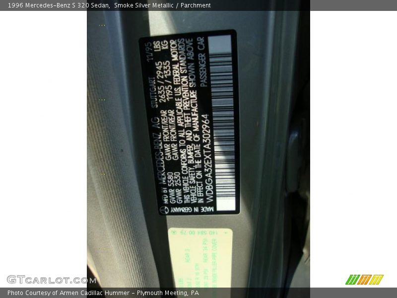 Smoke Silver Metallic / Parchment 1996 Mercedes-Benz S 320 Sedan