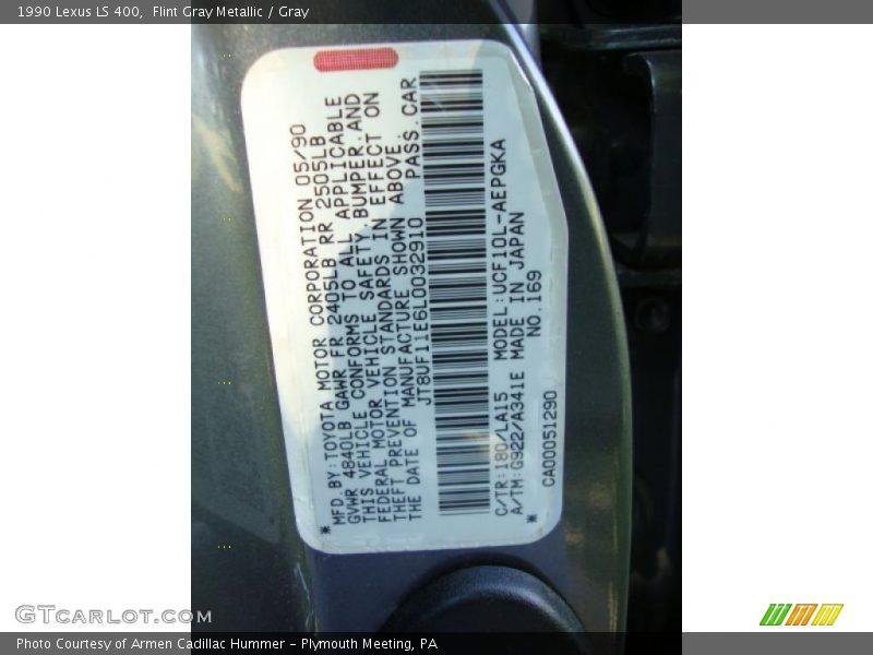 Flint Gray Metallic / Gray 1990 Lexus LS 400