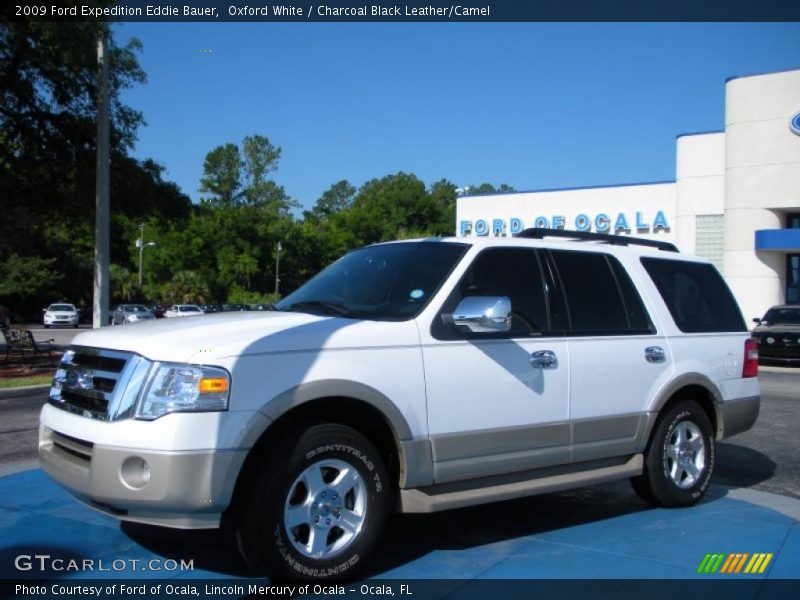 Oxford White / Charcoal Black Leather/Camel 2009 Ford Expedition Eddie Bauer