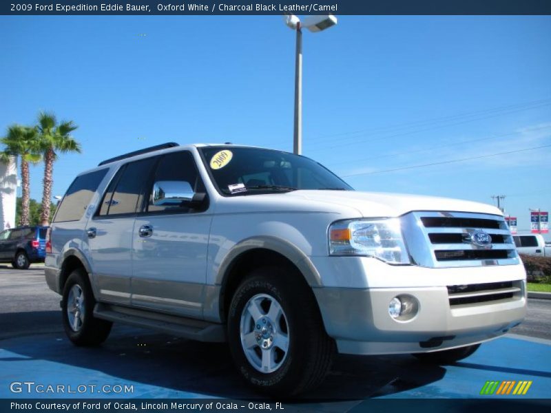 Oxford White / Charcoal Black Leather/Camel 2009 Ford Expedition Eddie Bauer
