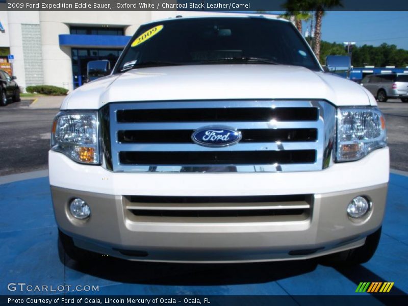 Oxford White / Charcoal Black Leather/Camel 2009 Ford Expedition Eddie Bauer