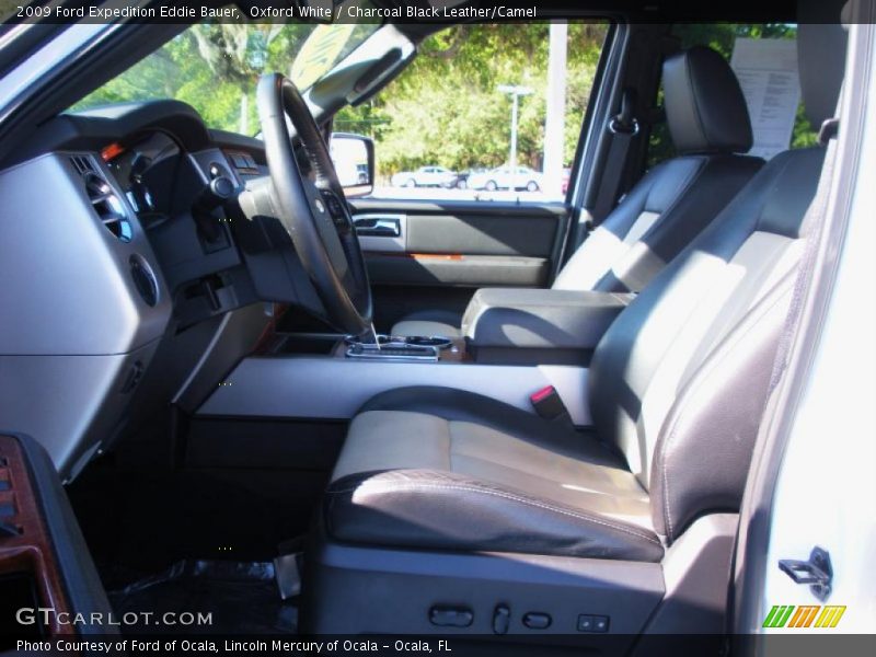 Oxford White / Charcoal Black Leather/Camel 2009 Ford Expedition Eddie Bauer