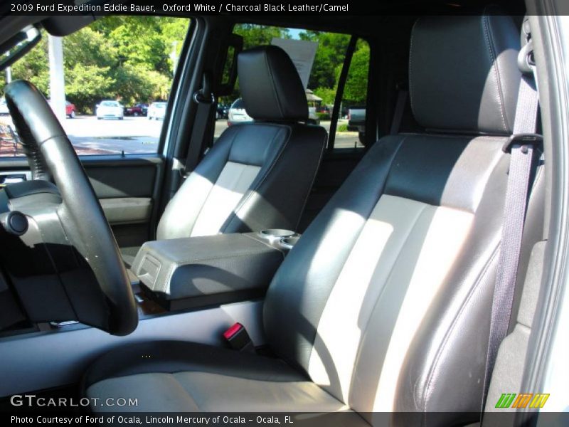 Oxford White / Charcoal Black Leather/Camel 2009 Ford Expedition Eddie Bauer