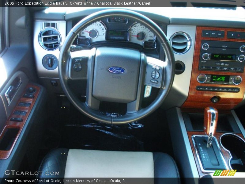 Oxford White / Charcoal Black Leather/Camel 2009 Ford Expedition Eddie Bauer