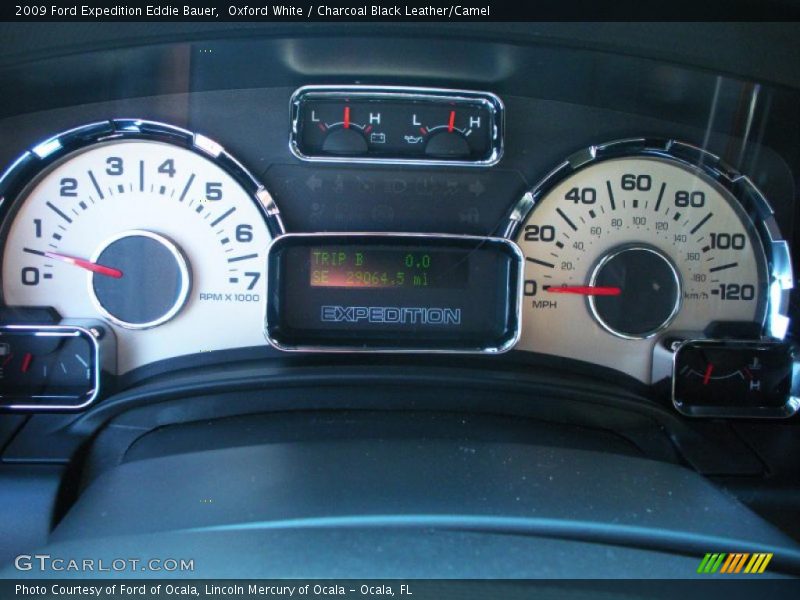 Oxford White / Charcoal Black Leather/Camel 2009 Ford Expedition Eddie Bauer