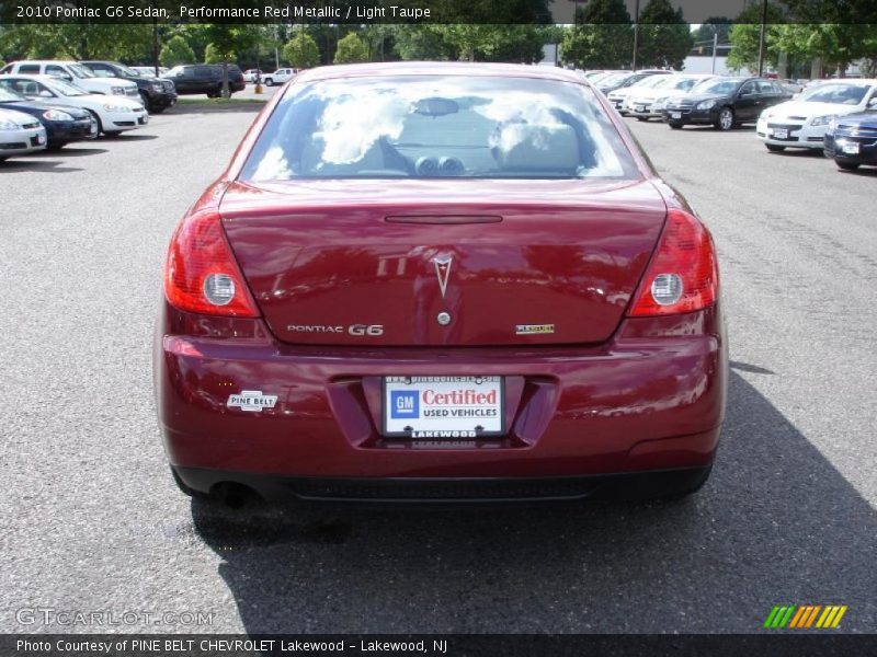 Performance Red Metallic / Light Taupe 2010 Pontiac G6 Sedan