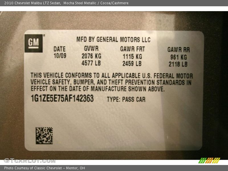 Mocha Steel Metallic / Cocoa/Cashmere 2010 Chevrolet Malibu LTZ Sedan