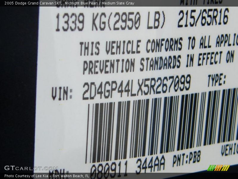 Midnight Blue Pearl / Medium Slate Gray 2005 Dodge Grand Caravan SXT