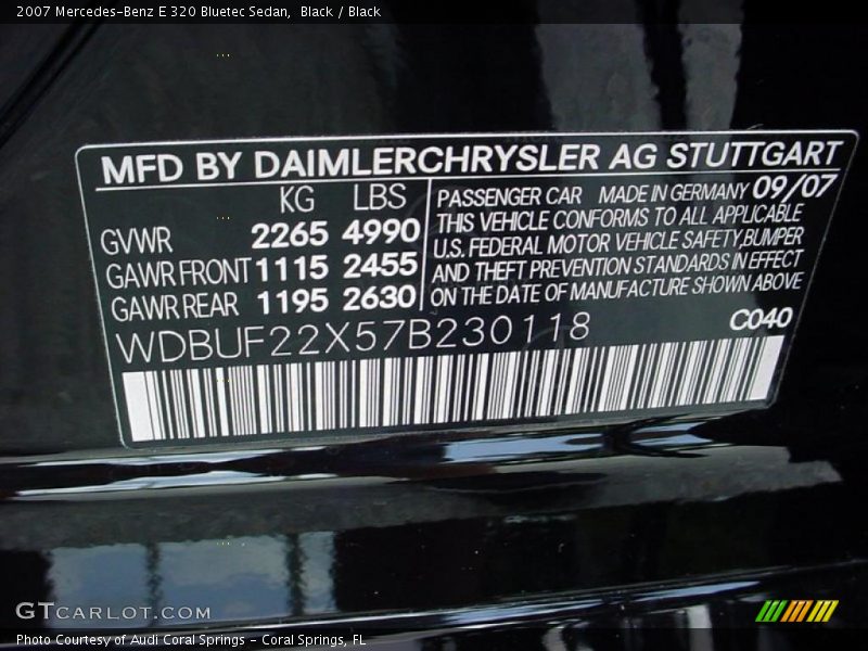 Black / Black 2007 Mercedes-Benz E 320 Bluetec Sedan