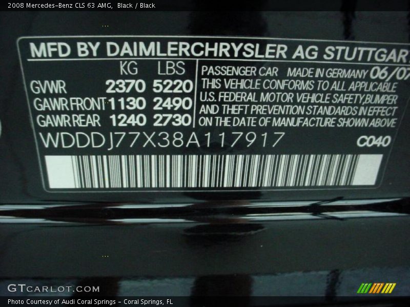 Black / Black 2008 Mercedes-Benz CLS 63 AMG