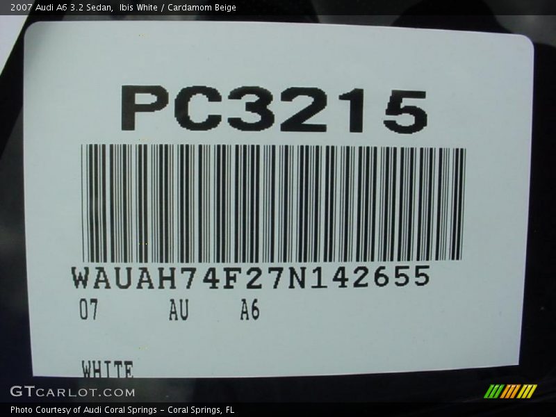 Ibis White / Cardamom Beige 2007 Audi A6 3.2 Sedan