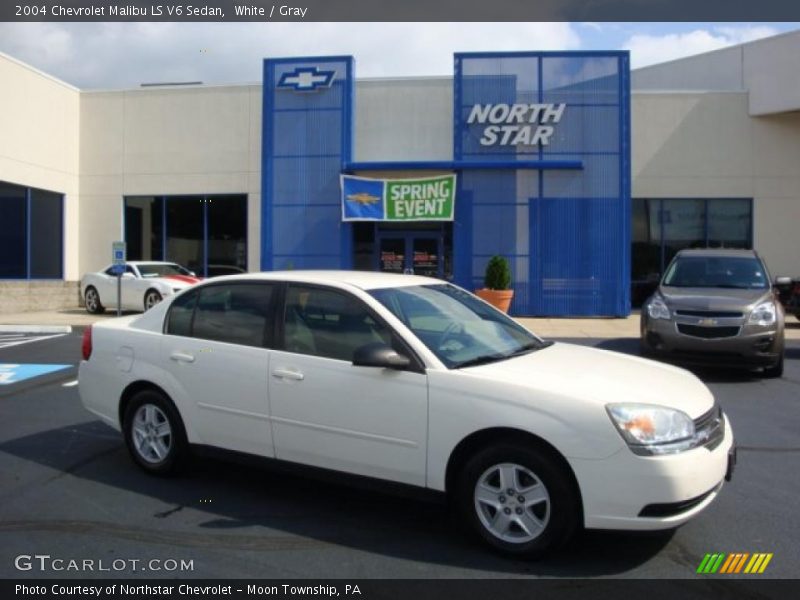 White / Gray 2004 Chevrolet Malibu LS V6 Sedan