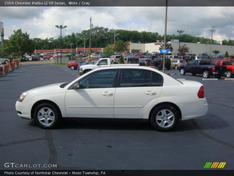 White / Gray 2004 Chevrolet Malibu LS V6 Sedan