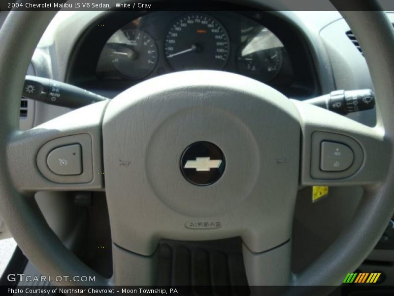 White / Gray 2004 Chevrolet Malibu LS V6 Sedan