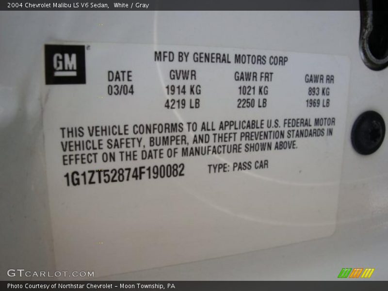 White / Gray 2004 Chevrolet Malibu LS V6 Sedan