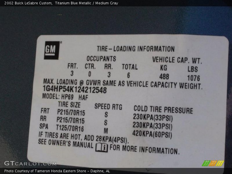Titanium Blue Metallic / Medium Gray 2002 Buick LeSabre Custom