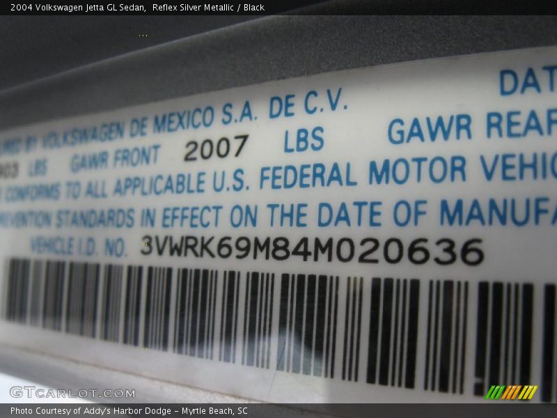 Reflex Silver Metallic / Black 2004 Volkswagen Jetta GL Sedan