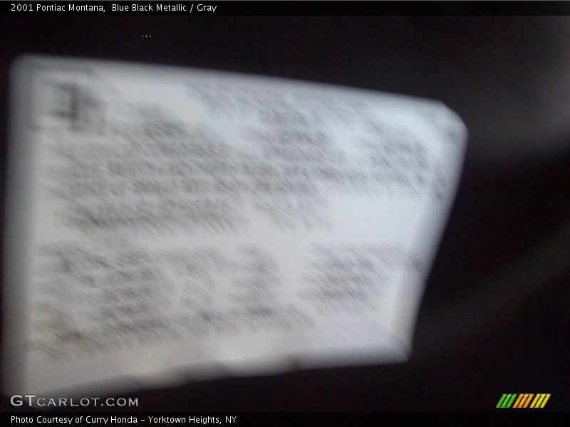 Blue Black Metallic / Gray 2001 Pontiac Montana
