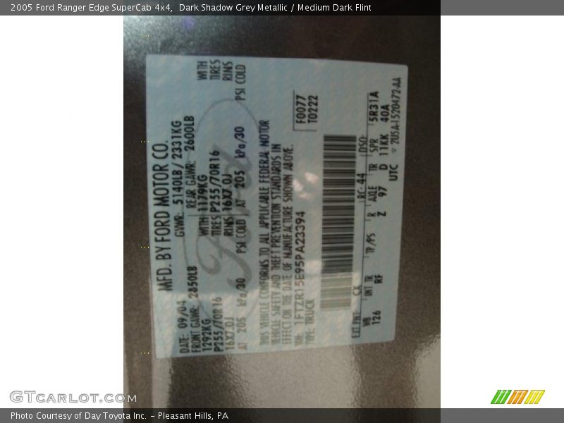 Dark Shadow Grey Metallic / Medium Dark Flint 2005 Ford Ranger Edge SuperCab 4x4