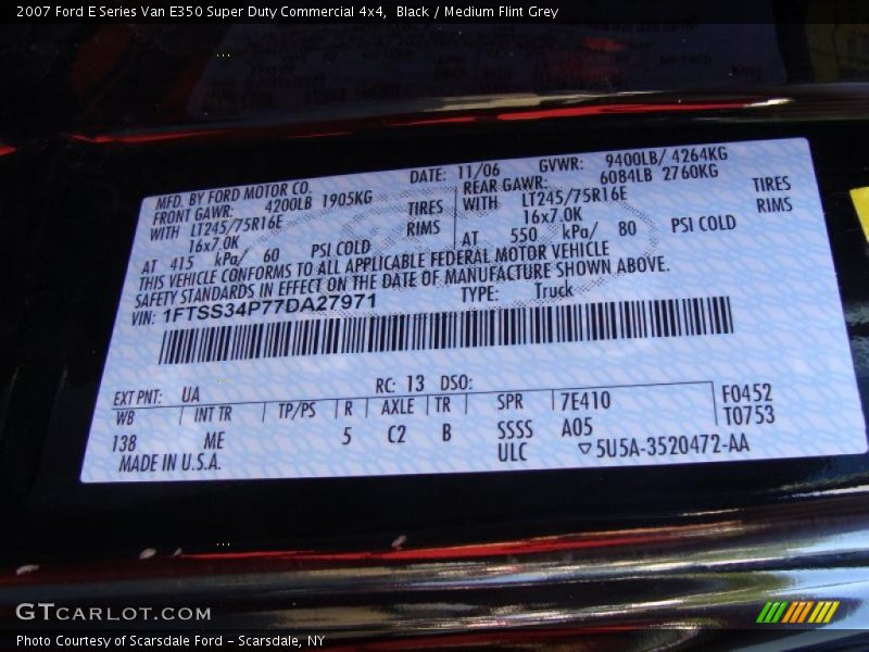 Black / Medium Flint Grey 2007 Ford E Series Van E350 Super Duty Commercial 4x4