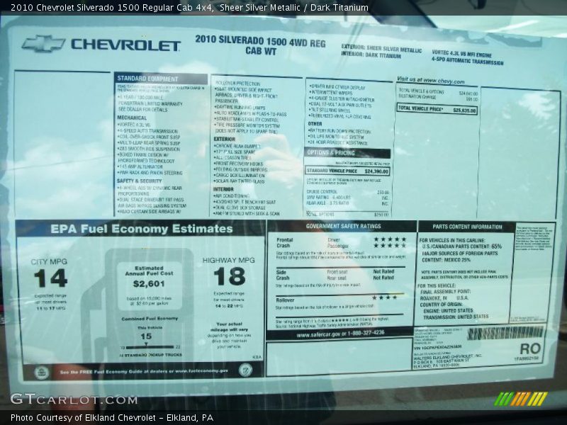 Sheer Silver Metallic / Dark Titanium 2010 Chevrolet Silverado 1500 Regular Cab 4x4