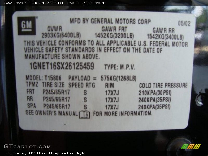 Onyx Black / Light Pewter 2002 Chevrolet TrailBlazer EXT LT 4x4