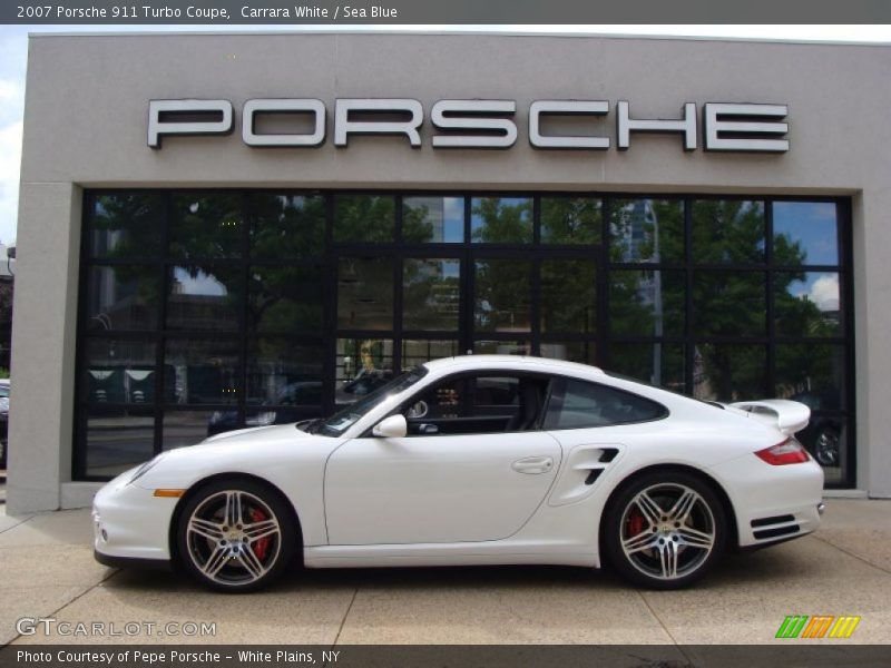 Carrara White / Sea Blue 2007 Porsche 911 Turbo Coupe