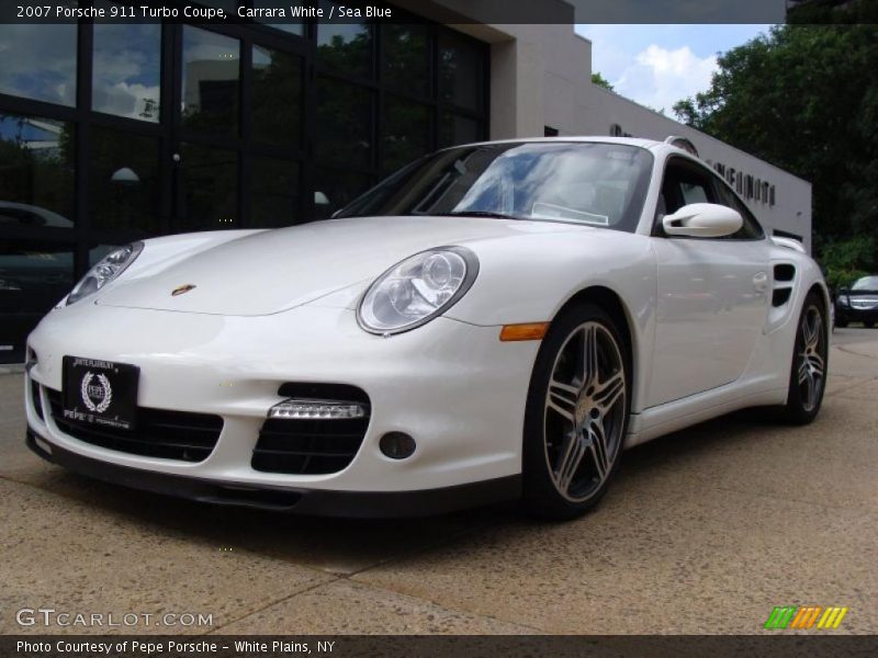 Carrara White / Sea Blue 2007 Porsche 911 Turbo Coupe