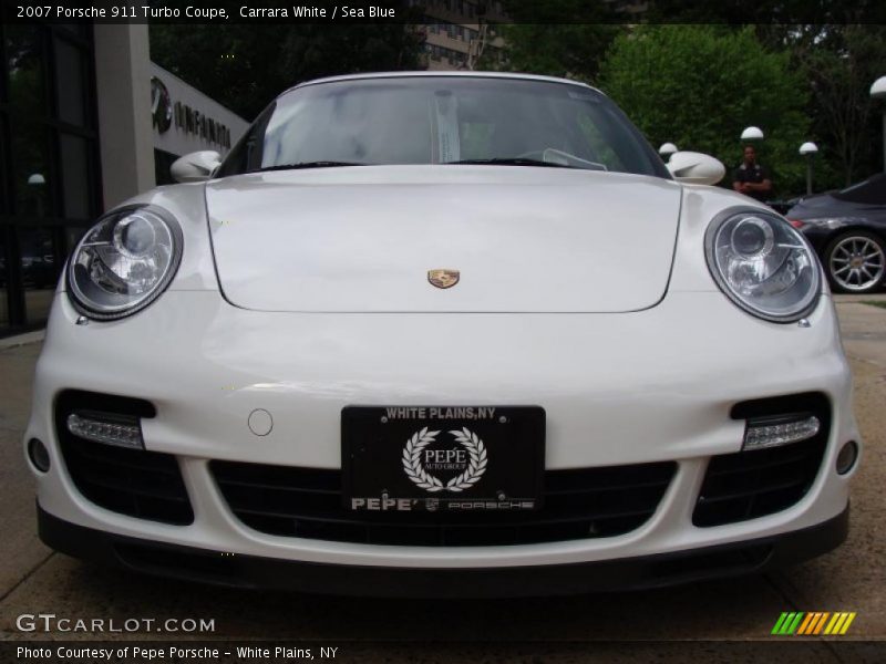 Carrara White / Sea Blue 2007 Porsche 911 Turbo Coupe