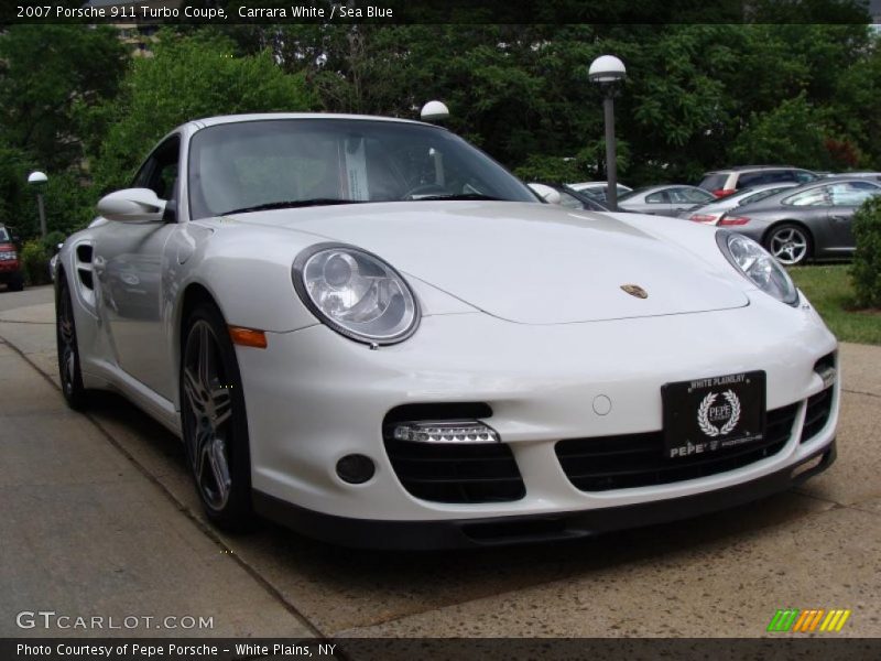 Carrara White / Sea Blue 2007 Porsche 911 Turbo Coupe