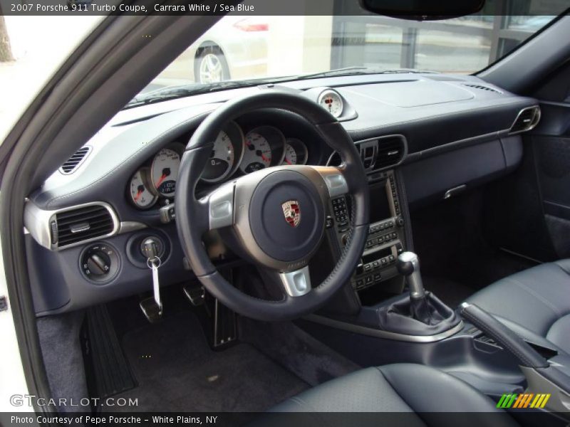 Carrara White / Sea Blue 2007 Porsche 911 Turbo Coupe
