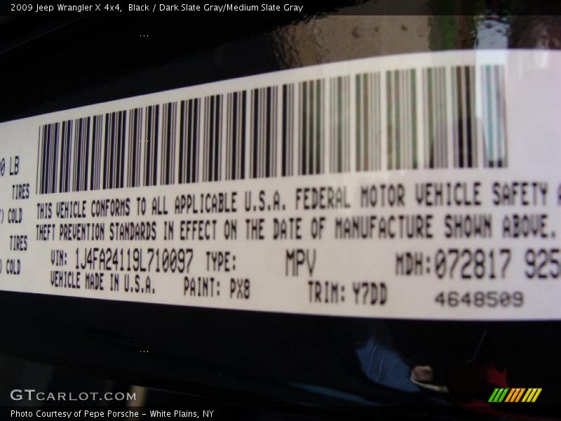 Black / Dark Slate Gray/Medium Slate Gray 2009 Jeep Wrangler X 4x4