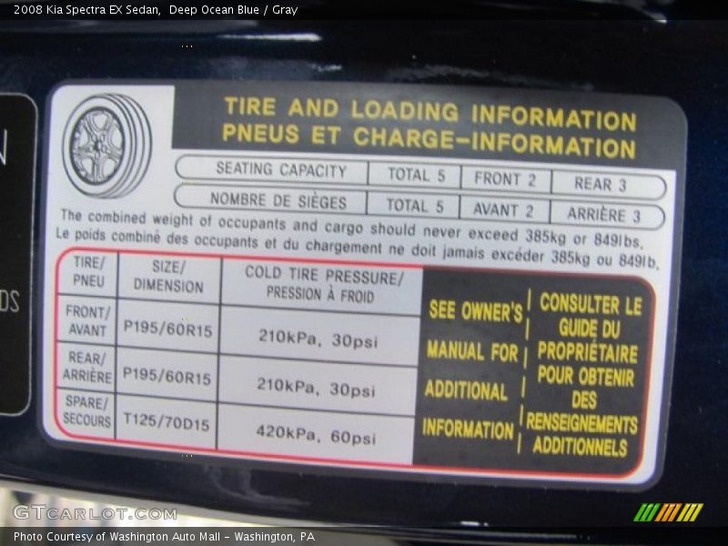 Deep Ocean Blue / Gray 2008 Kia Spectra EX Sedan