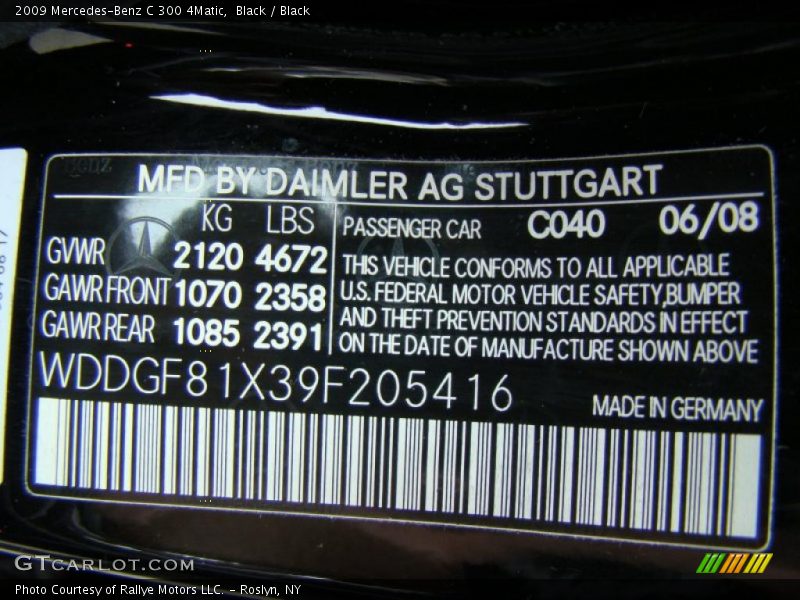Black / Black 2009 Mercedes-Benz C 300 4Matic