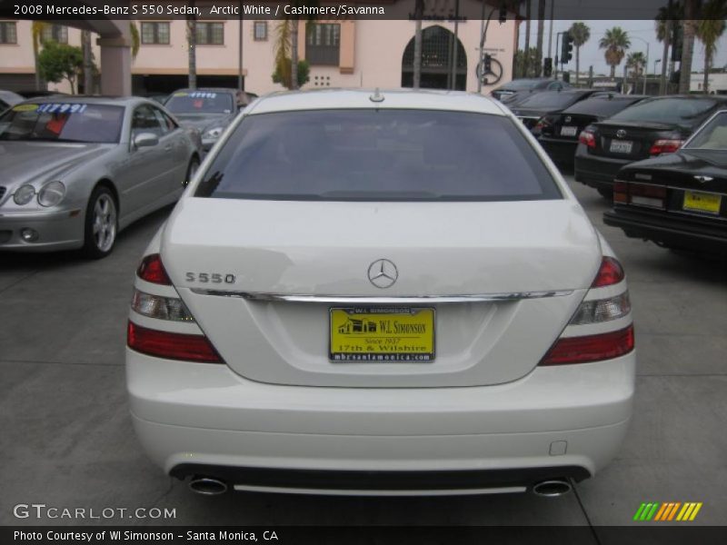 Arctic White / Cashmere/Savanna 2008 Mercedes-Benz S 550 Sedan