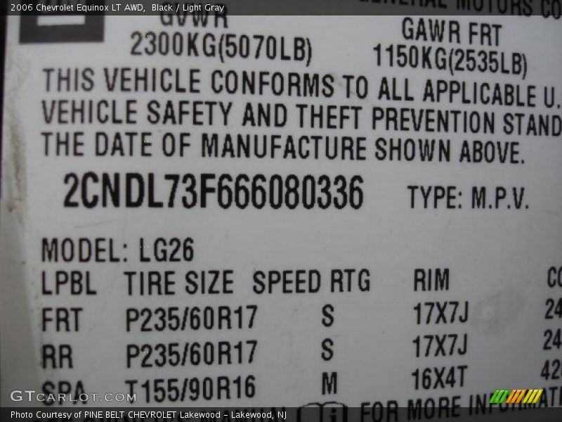 Black / Light Gray 2006 Chevrolet Equinox LT AWD