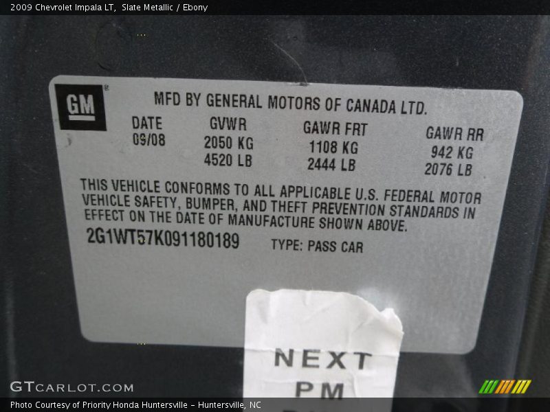 Slate Metallic / Ebony 2009 Chevrolet Impala LT