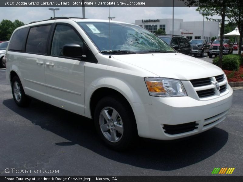 Stone White / Dark Slate Gray/Light Shale 2010 Dodge Grand Caravan SE Hero