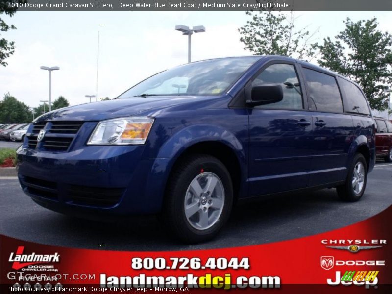 Deep Water Blue Pearl Coat / Medium Slate Gray/Light Shale 2010 Dodge Grand Caravan SE Hero