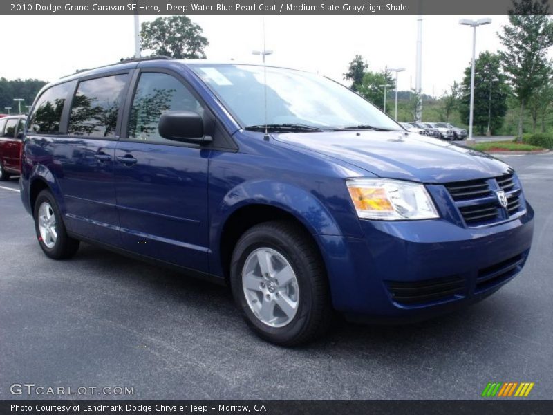 Deep Water Blue Pearl Coat / Medium Slate Gray/Light Shale 2010 Dodge Grand Caravan SE Hero