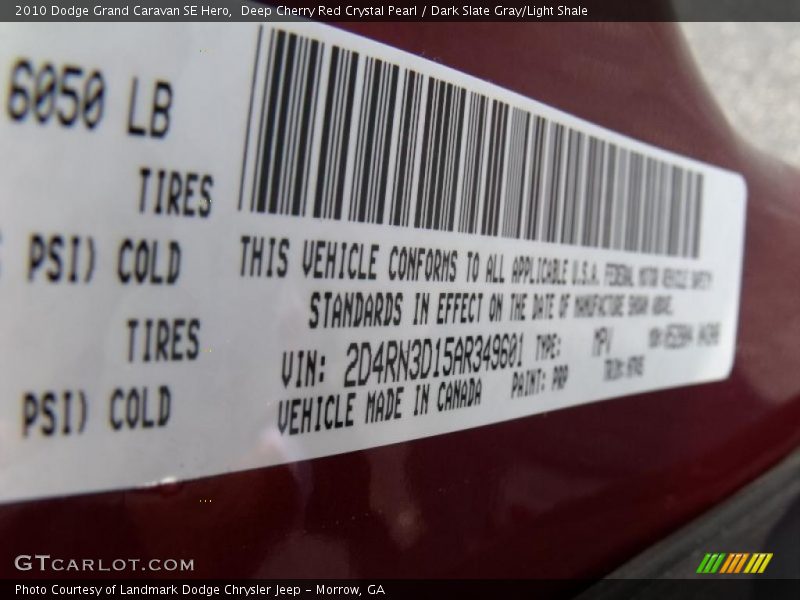 Deep Cherry Red Crystal Pearl / Dark Slate Gray/Light Shale 2010 Dodge Grand Caravan SE Hero