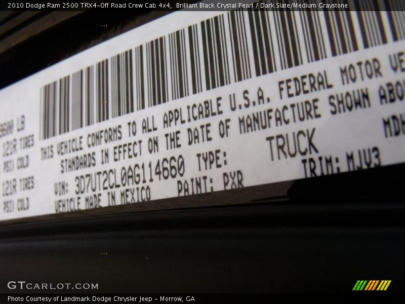 Brilliant Black Crystal Pearl / Dark Slate/Medium Graystone 2010 Dodge Ram 2500 TRX4-Off Road Crew Cab 4x4