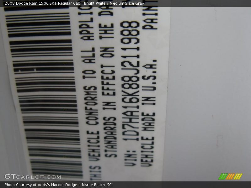 Bright White / Medium Slate Gray 2008 Dodge Ram 1500 SXT Regular Cab
