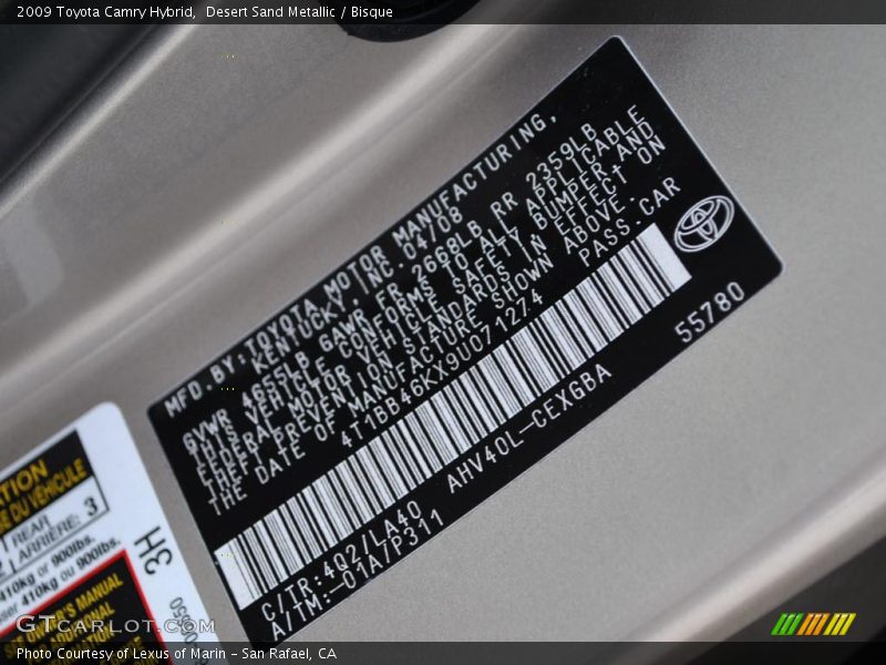 Desert Sand Metallic / Bisque 2009 Toyota Camry Hybrid