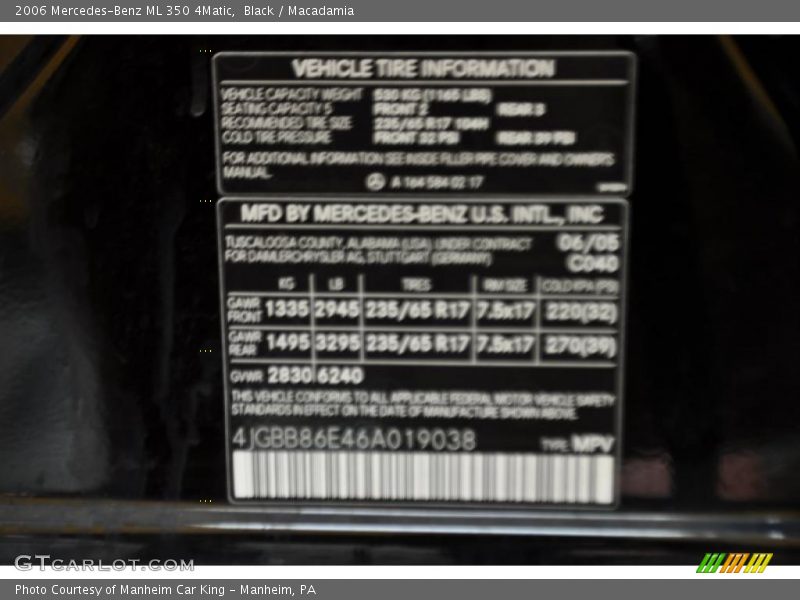 Black / Macadamia 2006 Mercedes-Benz ML 350 4Matic