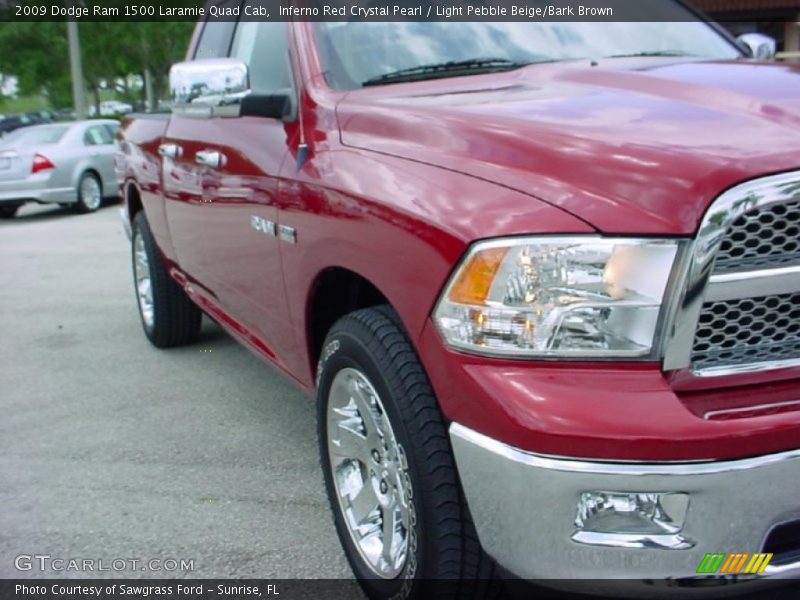 Inferno Red Crystal Pearl / Light Pebble Beige/Bark Brown 2009 Dodge Ram 1500 Laramie Quad Cab